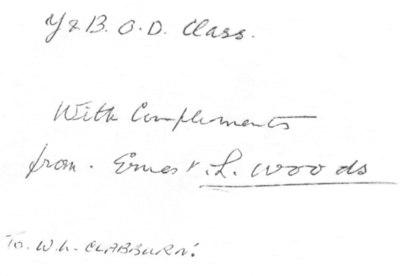 Y&B Covering Note from E Woods to W Clabburn